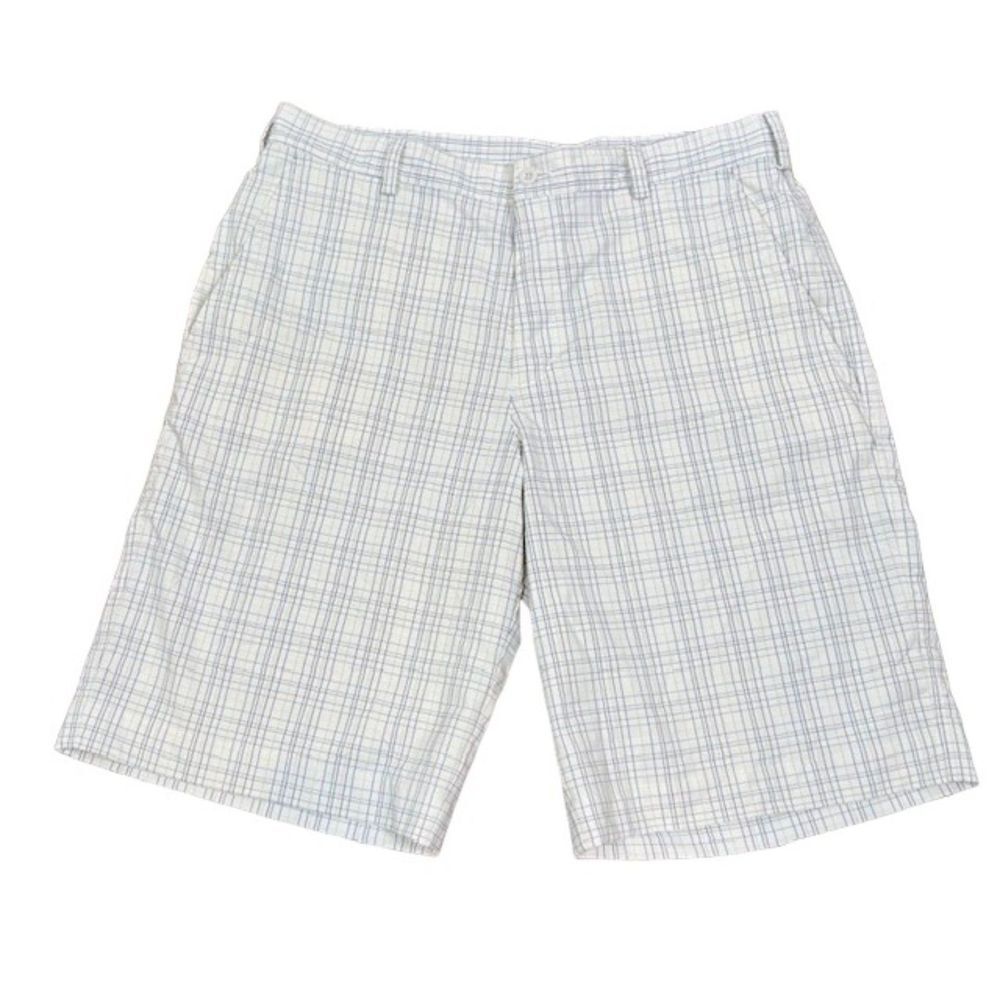 Nike Golf FitDry Men's Shorts White with Blue Plaid Pockets Size 33‎ / Medium